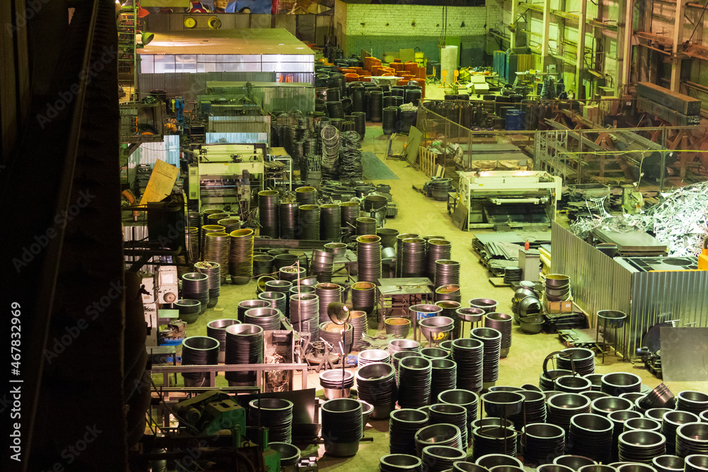 large metal factory floor from above