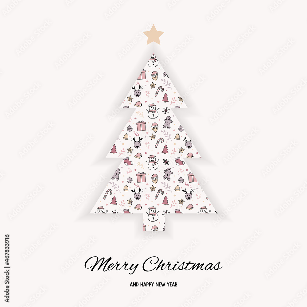 Christmas tree with wishes and Xmas elements. Vector Christmas tree with wishes and Xmas elements. Vector