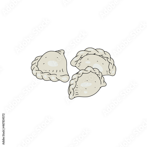Handmade boiled gnocchi or pierogi dumplings, vector illustration isolated