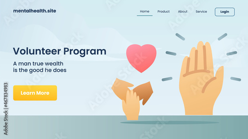 volunteer program concept for website template landing homepage