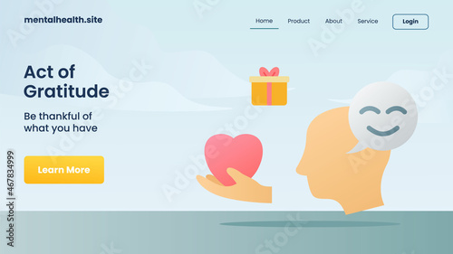 act of gratitude be thankful of what you have landing page icons modern cartoon isolated background