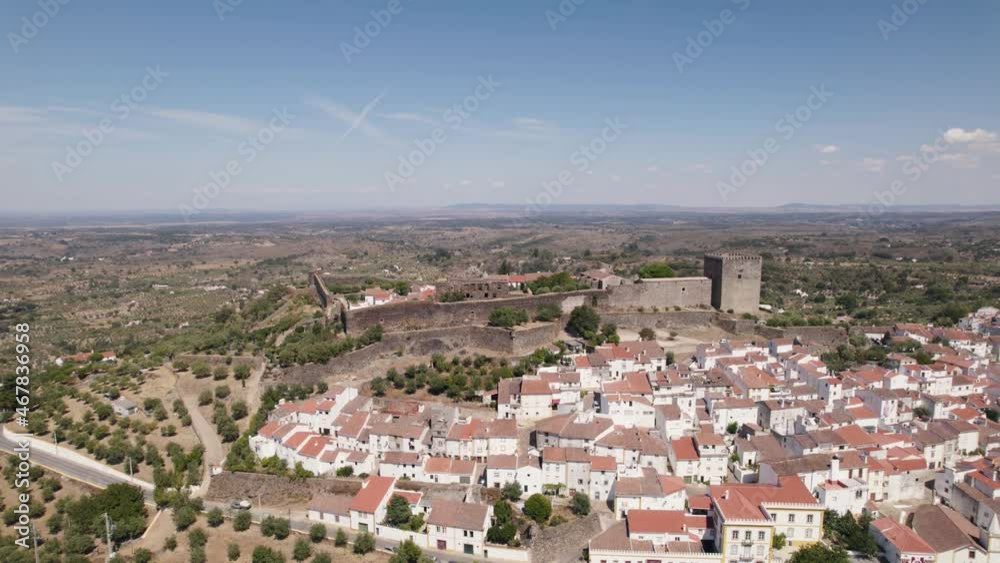 Hilltop Castelo de Vide Castle overlooking charming white townhouses, Alentejo, Portugal. Hilltop Castelo de Vide Castle overlooking charming white townhouses, Alentejo, Portugal.