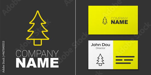 Logotype line Tree icon isolated on grey background. Forest symbol. Logo design template element. Vector