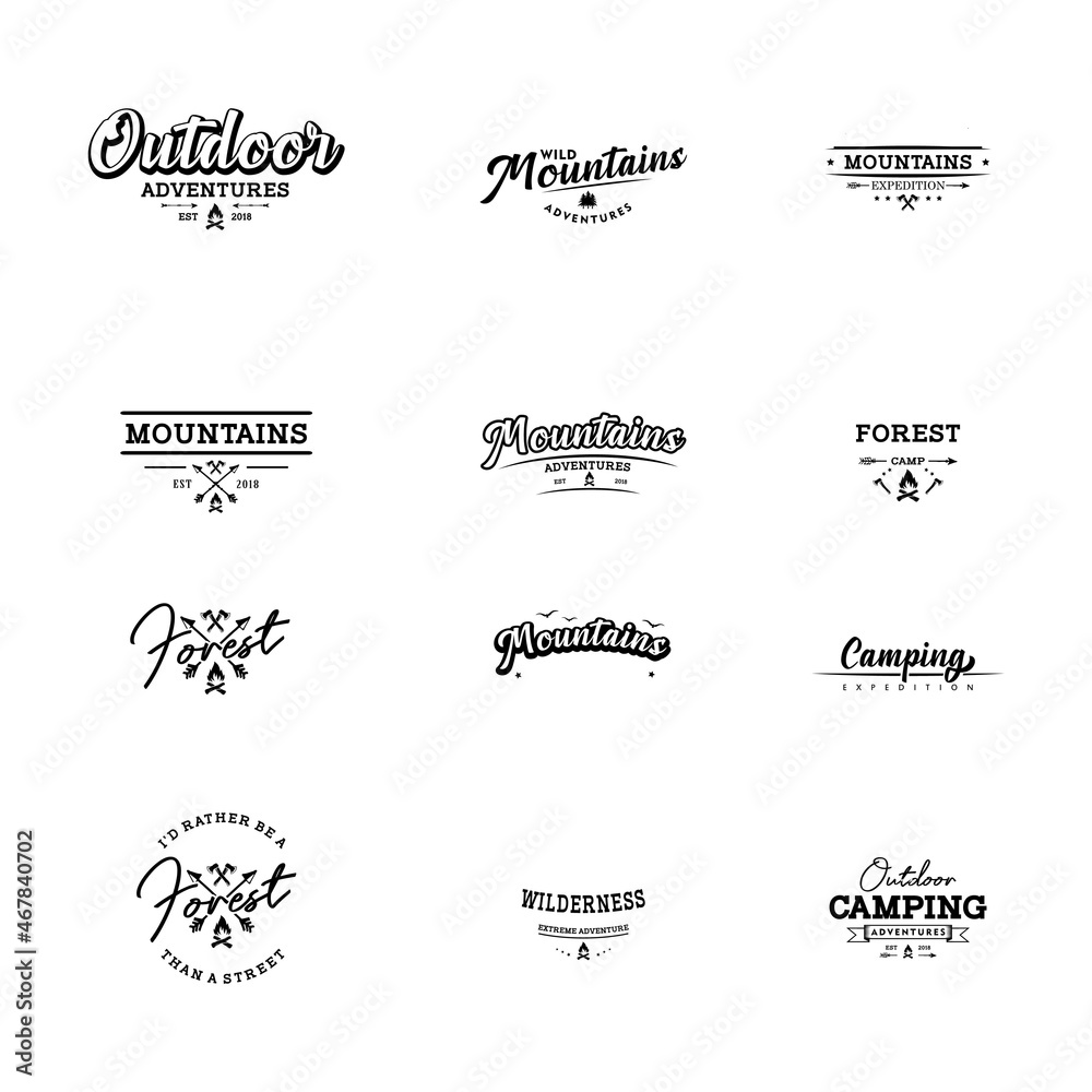 set of business adventure outdoor mountain logo design vector set of business adventure outdoor mountain logo design vector