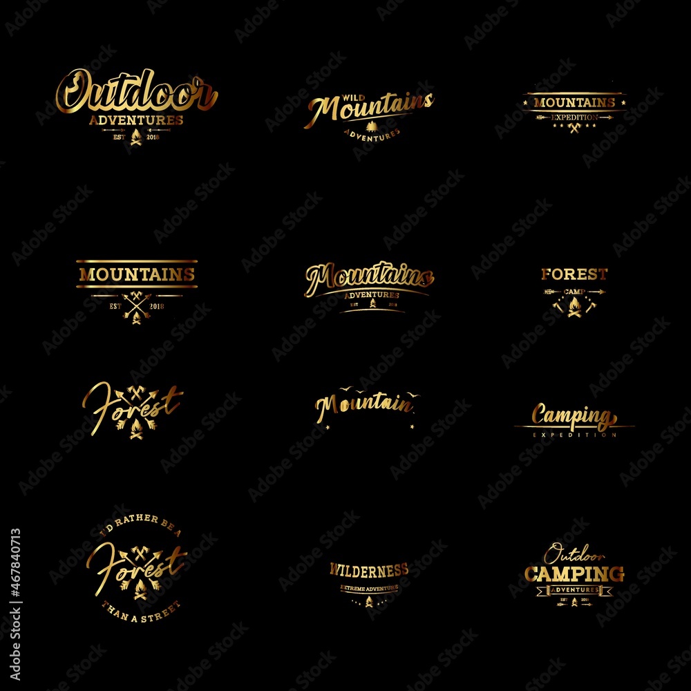 set of business adventure outdoor mountain logo design vector set of business adventure outdoor mountain logo design vector