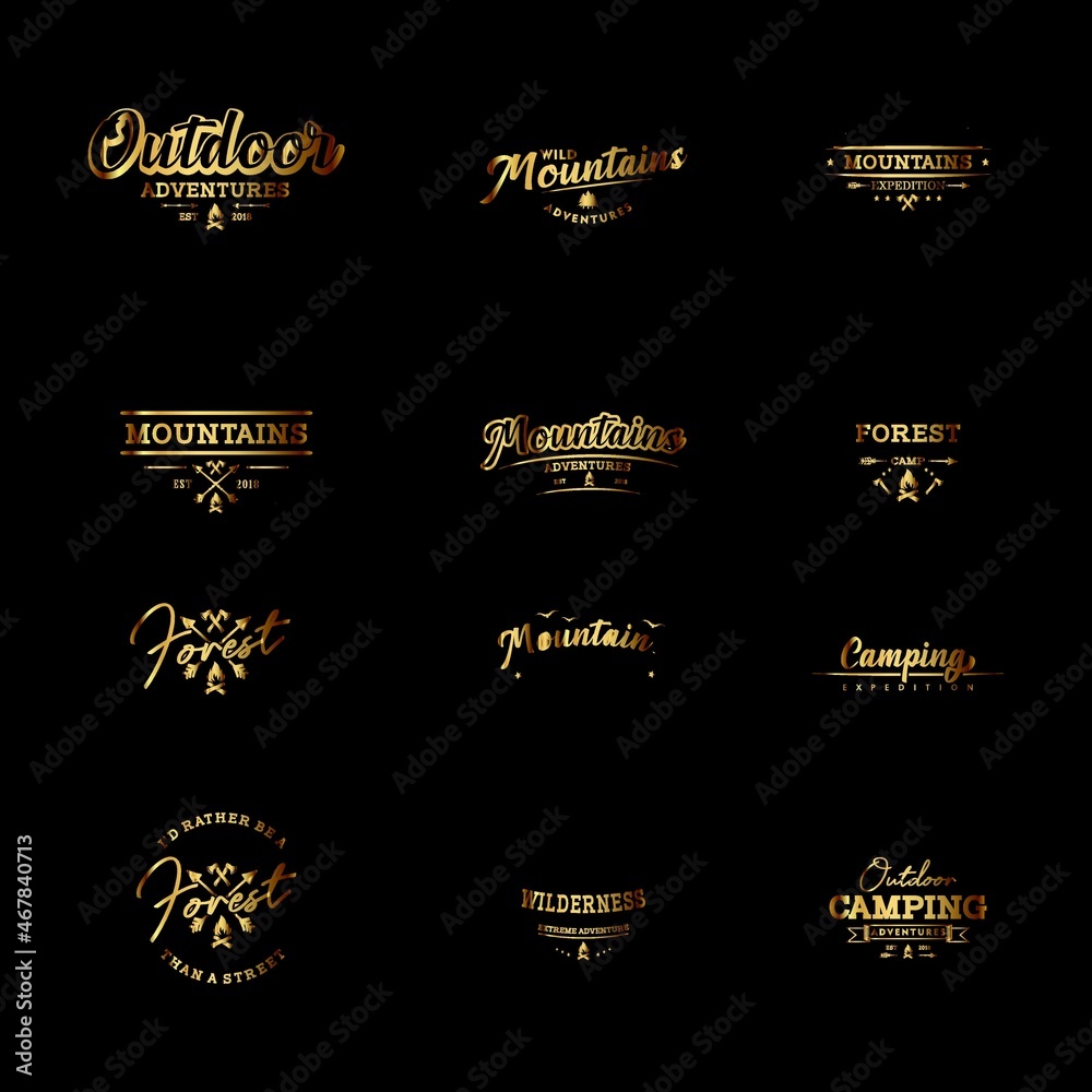 set of business adventure outdoor mountain logo design vector