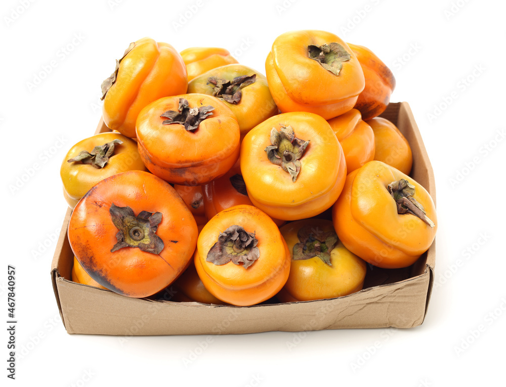 persimmon on a white background persimmon on a white background