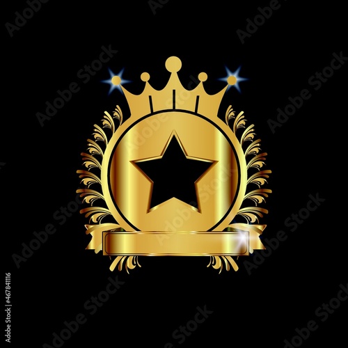 premium gold badge logo design vector template isolated on black background