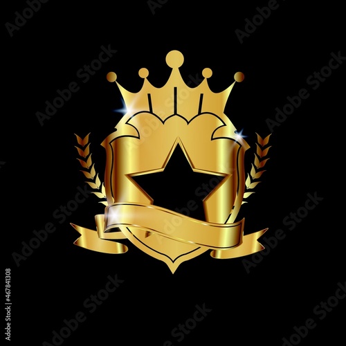 premium gold badge logo design vector template isolated on black background