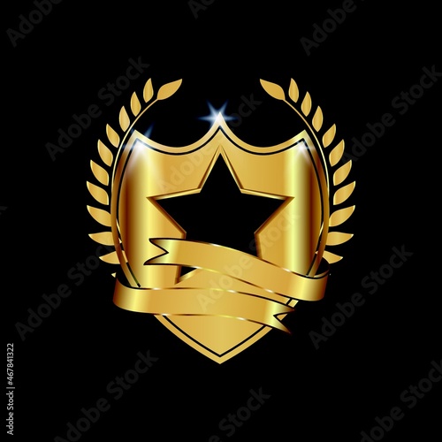 premium gold badge logo design vector template isolated on black background