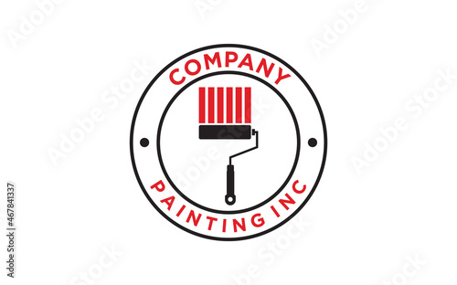 Vector logo The brush painting painter service work house real estate black red logo simple minimalist design