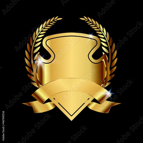 premium gold badge logo design vector template isolated on black background