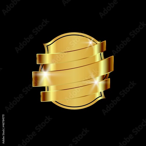 premium gold badge logo design vector template isolated on black background