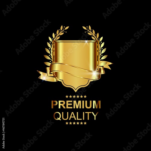 premium gold badge logo design vector template isolated on black background