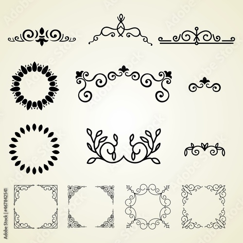 set of retro premium vintage frame ornament decoration logo design vector template