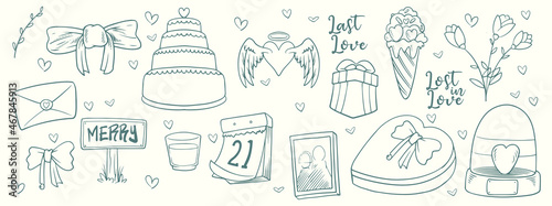 Wedding graphic set: hearts...