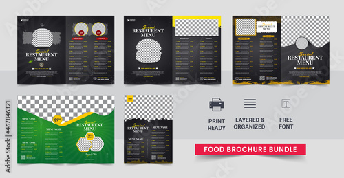 Bifold restaurants food menu brochure flyer template bundle