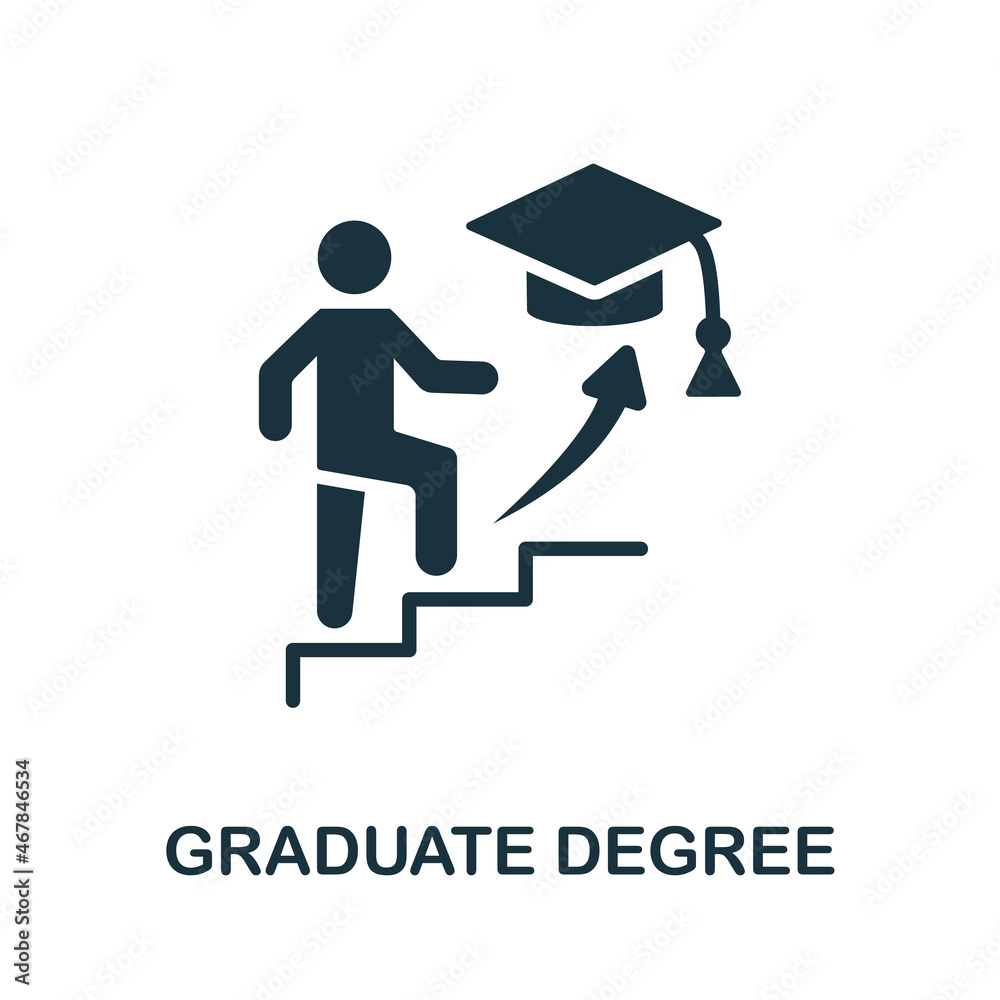 Graduate Degree icon. Monochrome sign from university collection. Creative Graduate Degree icon illustration for web design, infographics and more Graduate Degree icon. Monochrome sign from university collection. Creative Graduate Degree icon illustration for web design, infographics and more