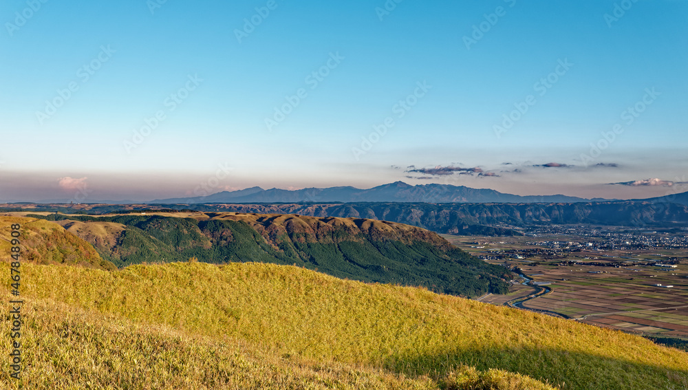 view of Aso caldera from Daikanbo in Kumamoto, Japan