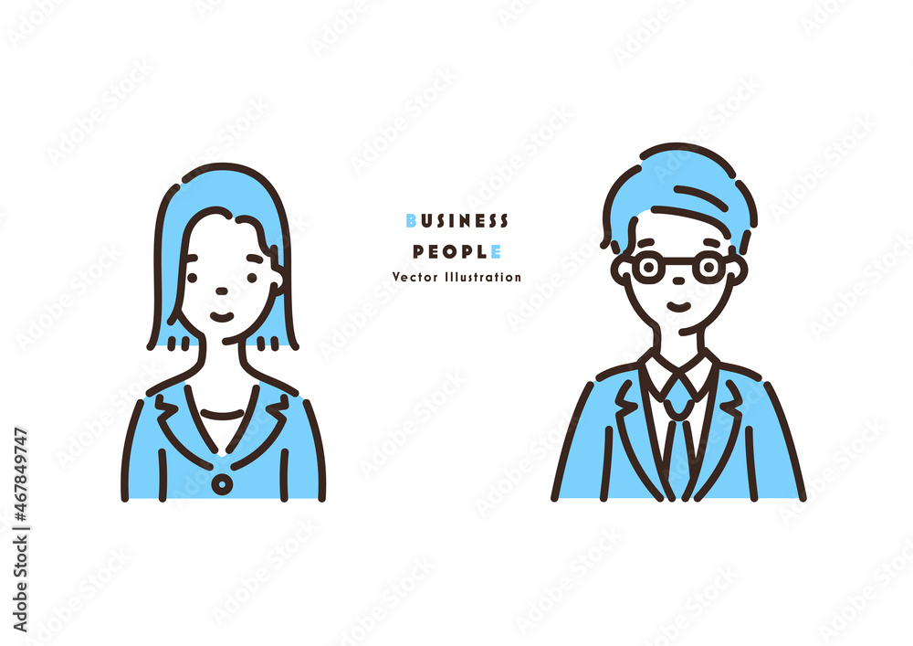 ビジネスパーソンのイラスト 上半身 - Business person illustration set. ビジネスパーソンのイラスト 上半身 - Business person illustration set.