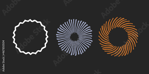Set of vector abstract round frames. Circle chalk on a blackboard