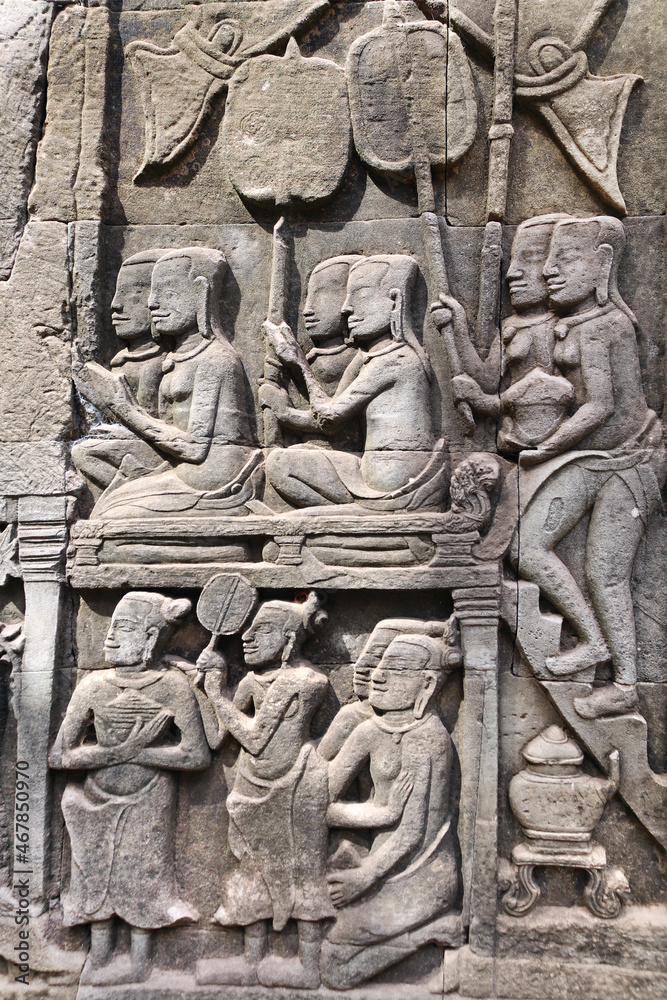 Wall carving of Prasat Bayon Temple, Angkor Wat, Siem Reap, Cambodia Wall carving of Prasat Bayon Temple, Angkor Wat, Siem Reap, Cambodia