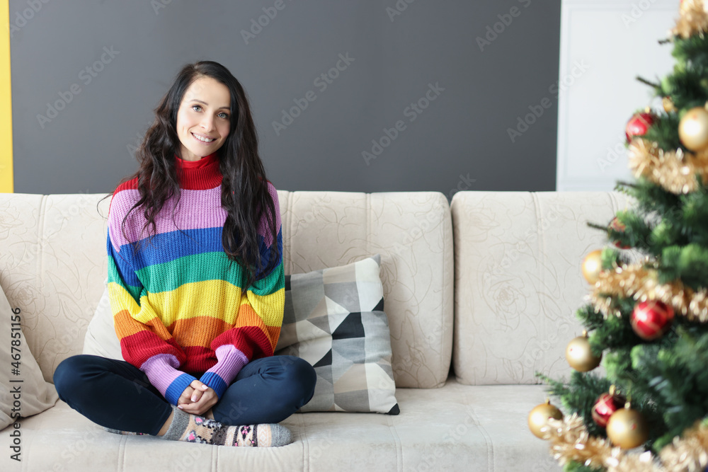 Fototapeta premium Decorated christmas tree in corner