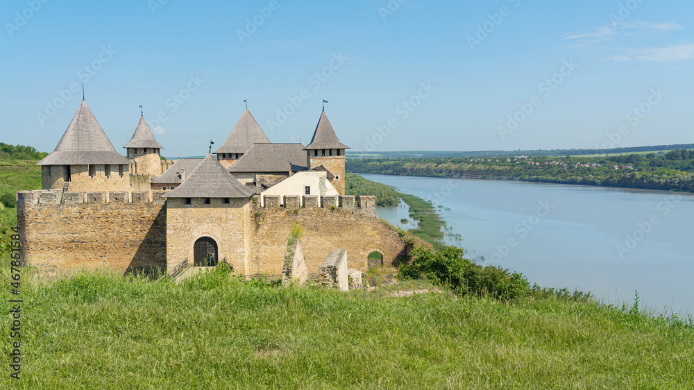 Khotyn fortress on the banks of the Dniester river in Ukraine