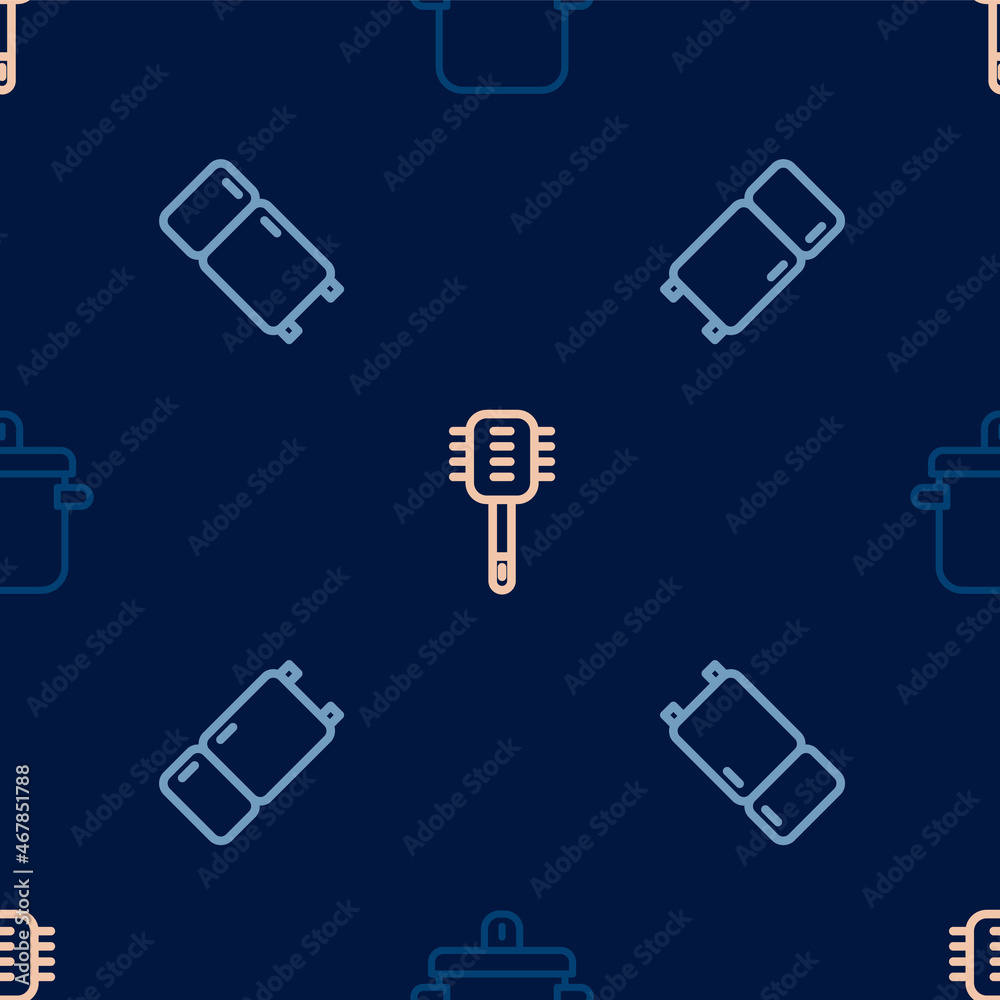 Set line Cooking pot, Refrigerator and Toilet brush on seamless pattern. Vector Set line Cooking pot, Refrigerator and Toilet brush on seamless pattern. Vector