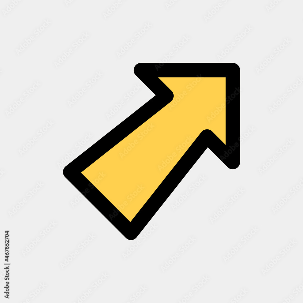 Up right arrow icon vector illustration in filled line style, use for website mobile app presentation Up right arrow icon vector illustration in filled line style, use for website mobile app presentation