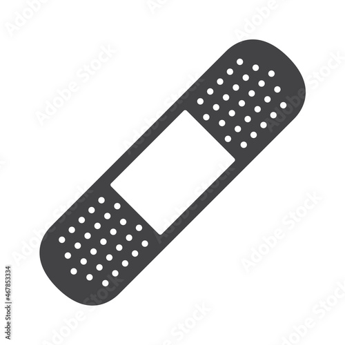 Bandage silhouette icon. A thin strip of fabric on which an adhesive mass is applied. The patch is a dosage form in the form of a plastic mass. Vector illustration isolated on a white background.