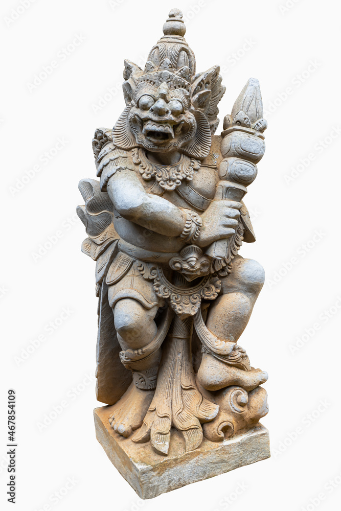 ancient sculpture statue on white isolated background