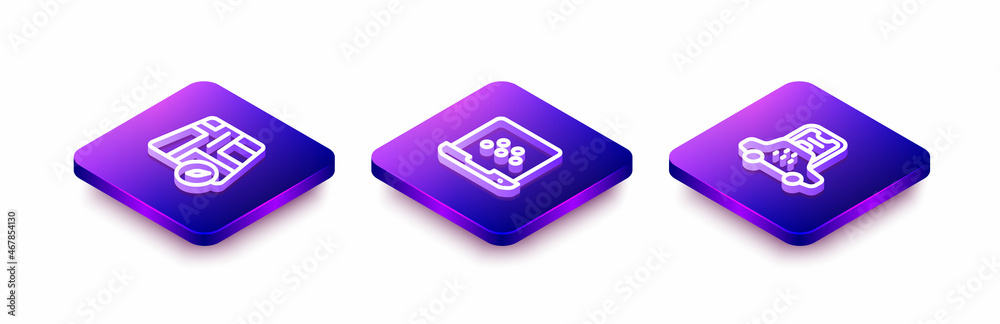 Set Isometric line Location taxi car, Taxi mobile app and icon. Vector Set Isometric line Location taxi car, Taxi mobile app and icon. Vector