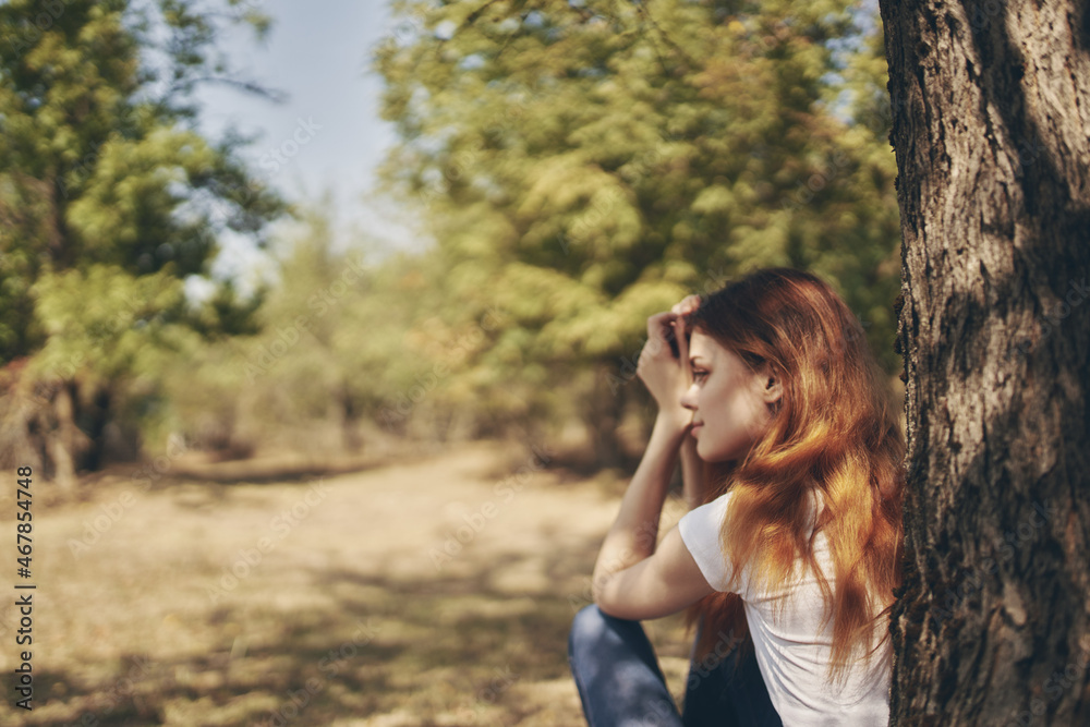 pretty woman rest in the countryside nature Lifestyle summer pretty woman rest in the countryside nature Lifestyle summer