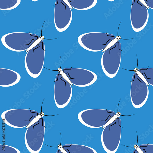 Illustration on a square background - stylized moths - graphics. Summer, insects, unbearable ease of life