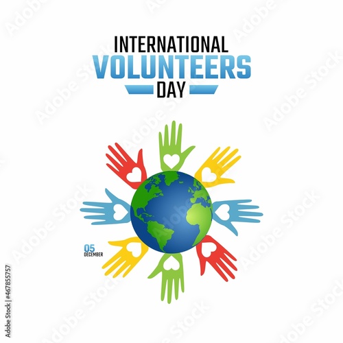 vector graphic of International volunteers day good for International volunteers day celebration. flat design. flyer design.flat illustration. photo