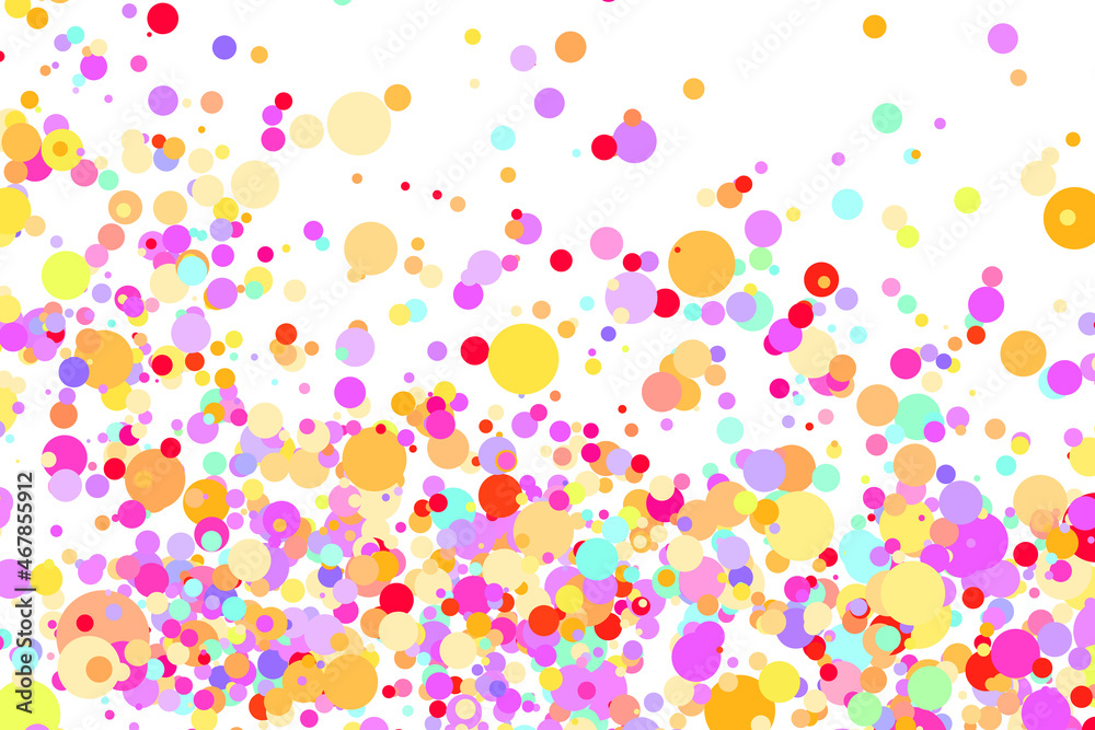 Light multicolor background, colorful vector texture with circles. Splash effect banner. Glitter dotted abstract illustration with blurred drops of rain. Pattern for web page, banner. Copy space