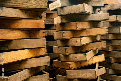 A Pile of Wooden Boxes