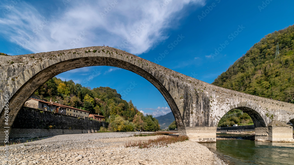 Ancient Ponte della Maddalena, Devil's bridge, Borgo a Mozzano, Lucca, Tuscany, Italy Ancient Ponte della Maddalena, Devil's bridge, Borgo a Mozzano, Lucca, Tuscany, Italy