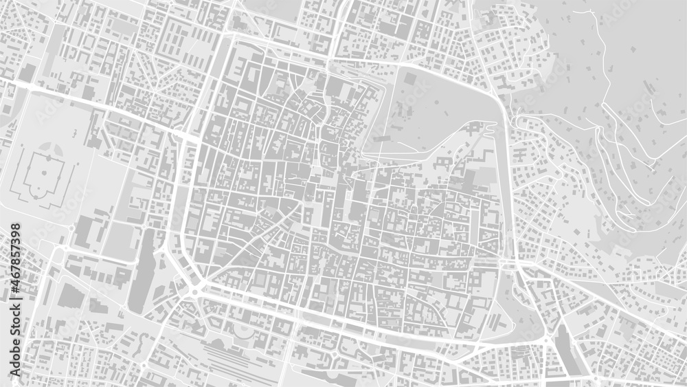 White and light grey Brescia City area vector background map, streets and water cartography illustration.