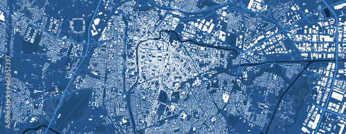 Detailed blue vector map poster of Padua city, linear print map. Skyline urban panorama.