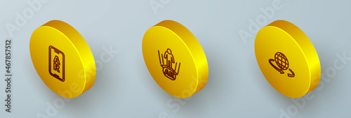Set Isometric line Augmented reality AR, and 3d modeling icon. Vector