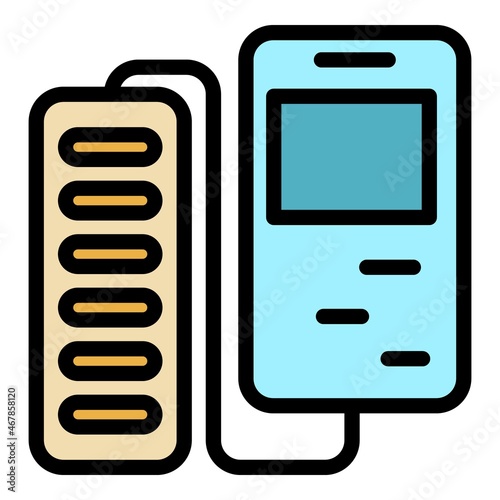 Power bank icon. Outline power bank vector icon color flat isolated