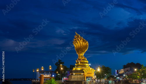 Canvas Print Nakhon Phanom, Thailand -31 October 2021 : It is landmarks
Statue of the Naga serpent of seven heads belief in buddhism at the mekong river in Nakhon Phanom, Thailand