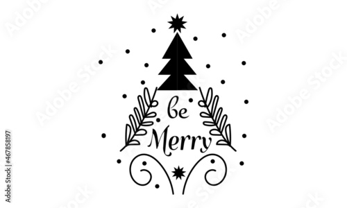 Merry Christmas Postcard with Calligraphic Season wishes and composition of Festive elements 