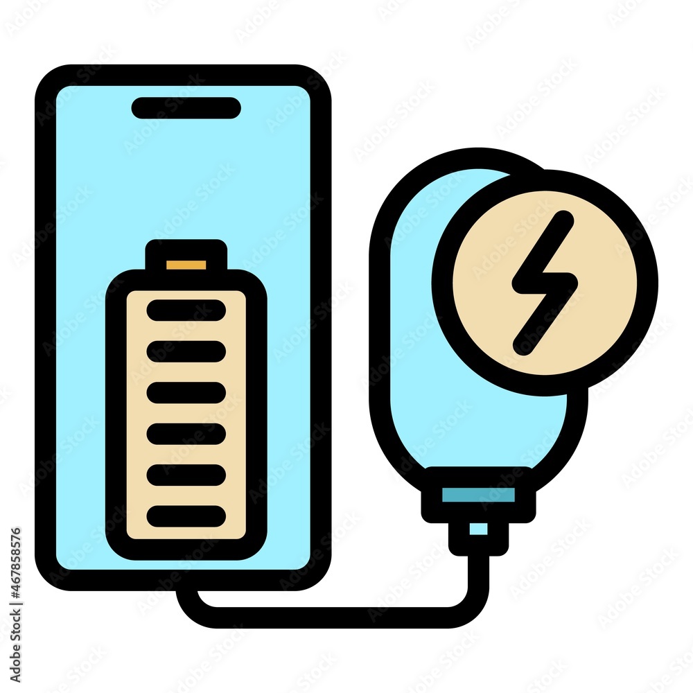 Full charge power bank icon. Outline full charge power bank vector icon color flat isolated
