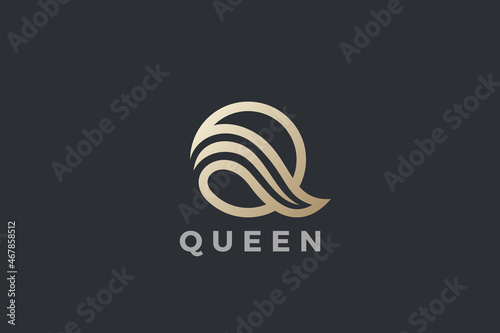 Letter Q Logo Design vector template Luxury style. Gold Logotype concept symbol icon
