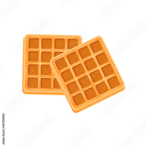 Square waffle icon. Fresh pastries for breakfast or a snack for tea and coffee. Vector flat illustration