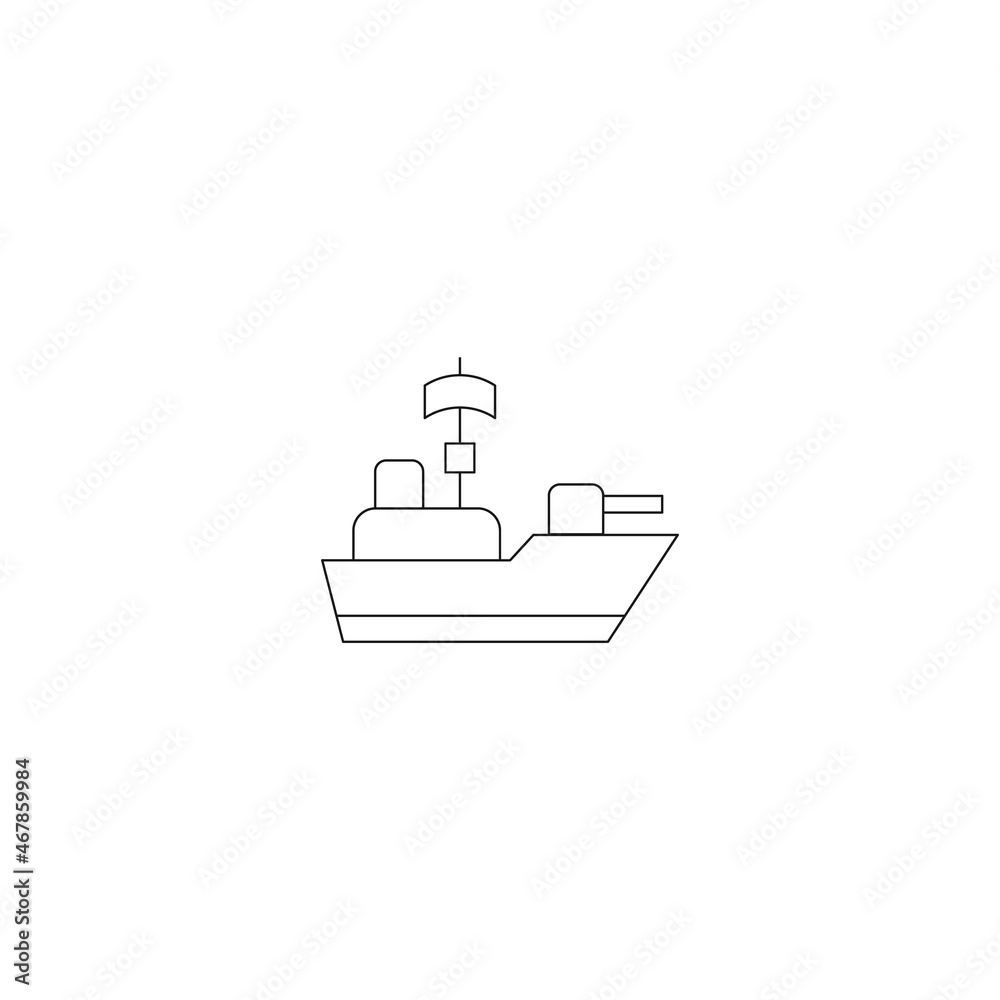 Military concept. Single premium pictogram perfect for logos, mobile apps, online shops and web sites. Vector symbol of warship isolated on white background Military concept. Single premium pictogram perfect for logos, mobile apps, online shops and web sites. Vector symbol of warship isolated on white background
