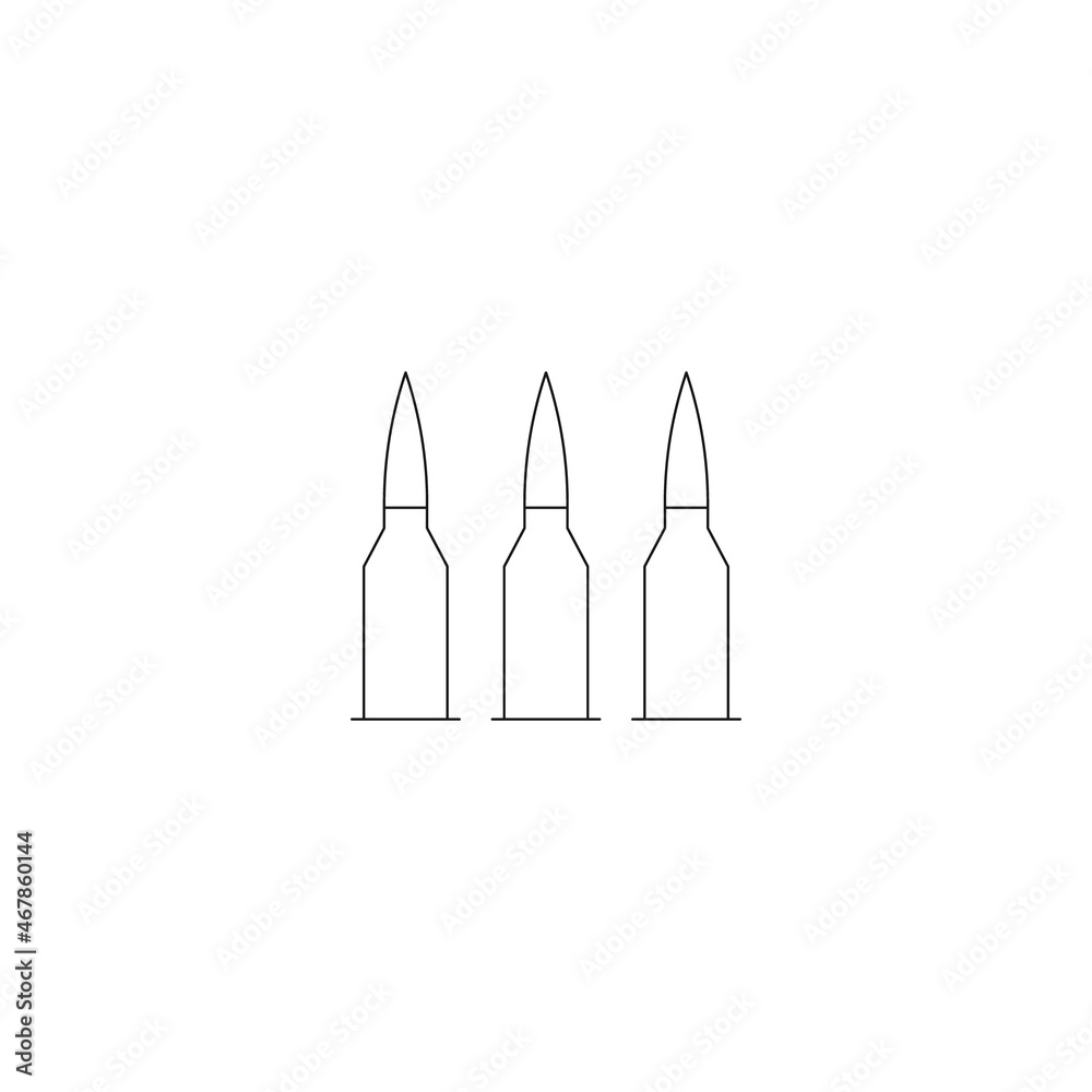 Military concept. Single premium pictogram perfect for logos, mobile apps, online shops and web sites. Vector symbol of bullet shell isolated on white background